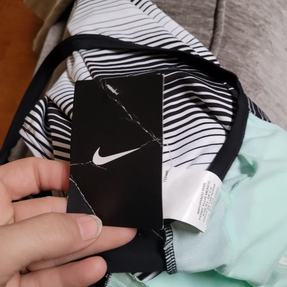 Nike Black and White Striped Tank Top